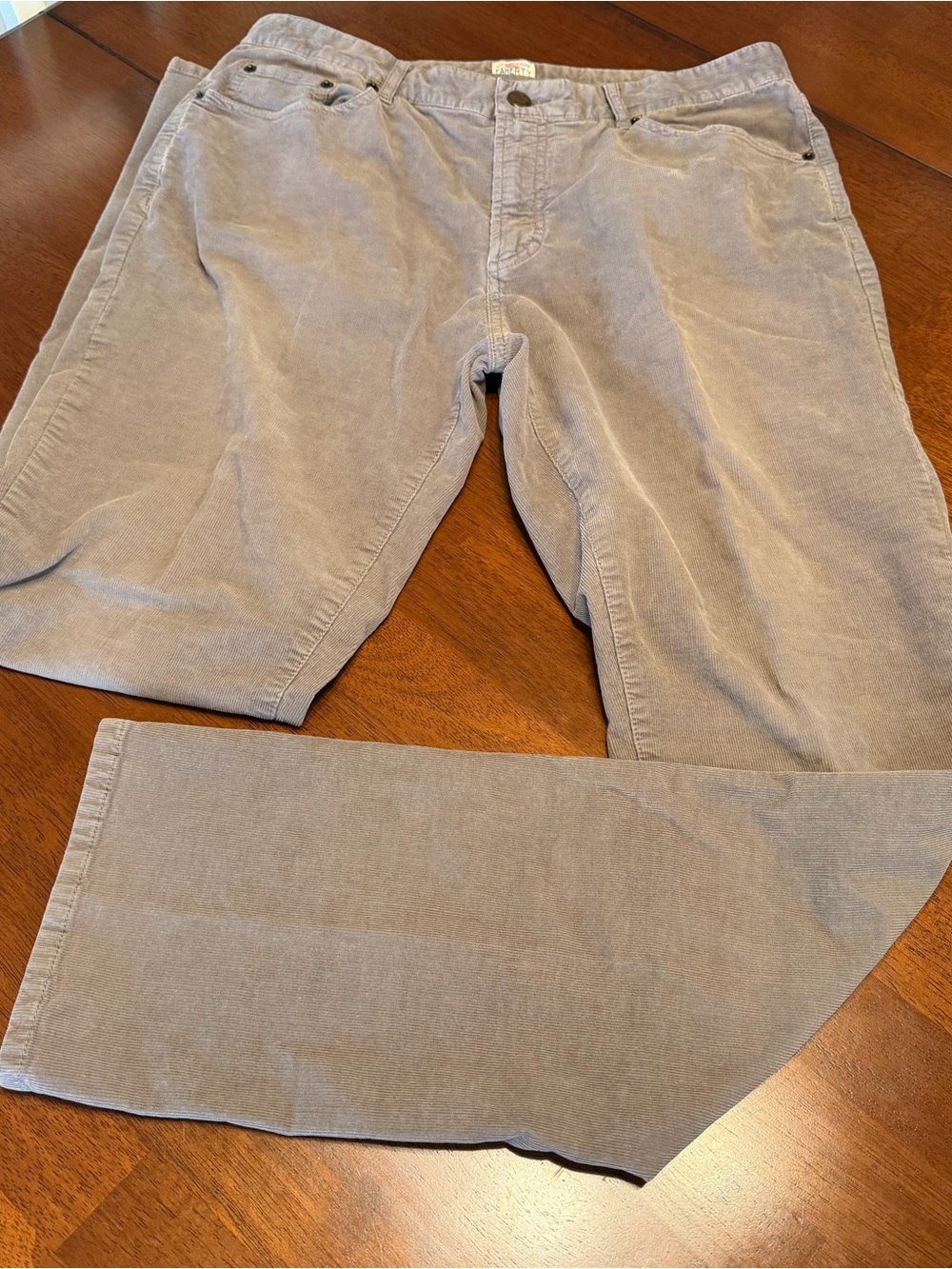 Faherty Stretch Terry Corduroy Pants Mens 34 Gray Organic 5-Pocket Chino Casual